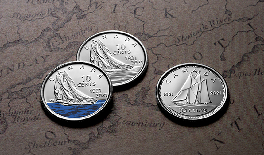image 2021 anniversary of the launch of Bluenose commemorative dimes