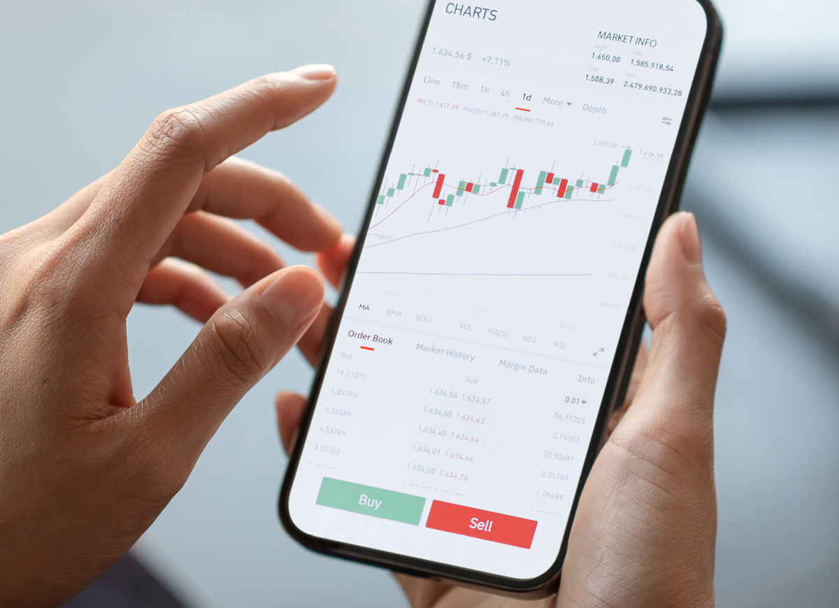 Person looking at a graph Person looking at a graph