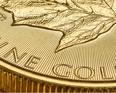 Close up of a gold bullion coin