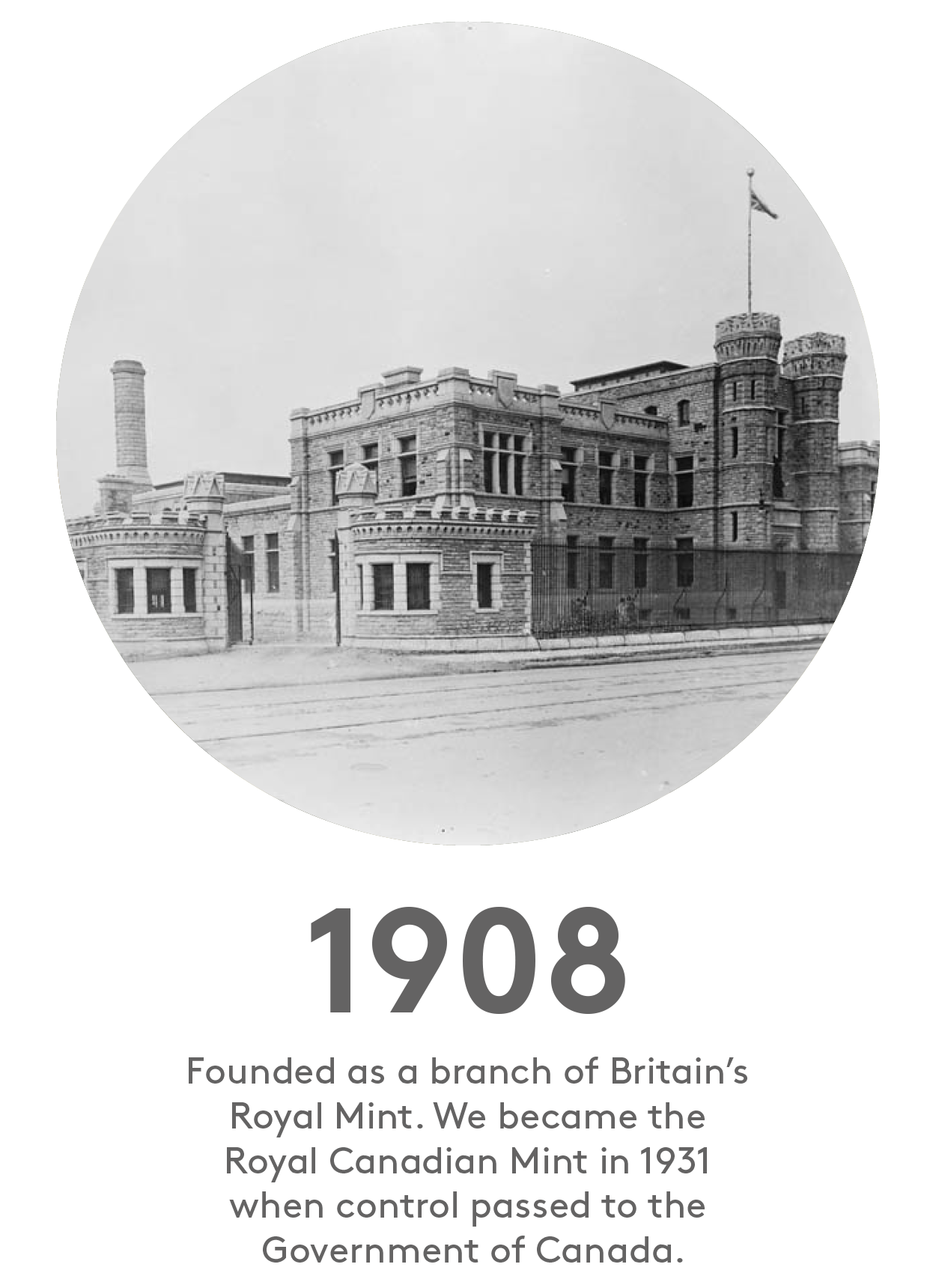 1908: Founded as a branch of Britain's Royal Mint