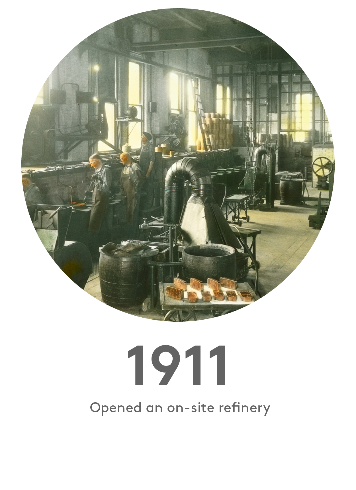 1911: Opened an on-site refinery