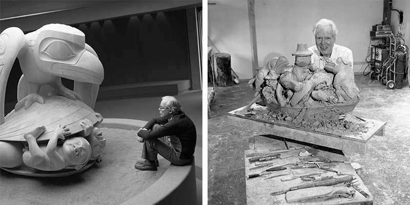 Reid created more than 1,500 pieces, ranging from from jewelry, to silk-screen prints to the monumental carvings and the sculptures he is best known for today. Photos by Bill McLennan. Courtesy UBC Museum of Anthropology, Vancouver, Canada.