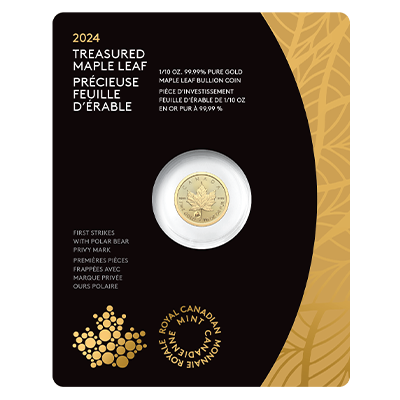 2024 1/10-oz. 99.99% Pure Gold Coin – Treasured Gold Maple Leaf First Strikes: Polar Bear Privy Mark (Premium Bullion)