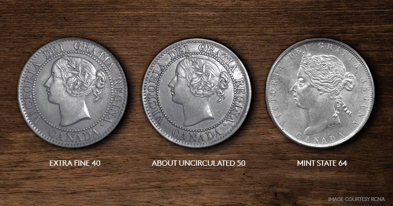 about uncirculated coins extra fine 40, about uncirculated 50, mint state 64