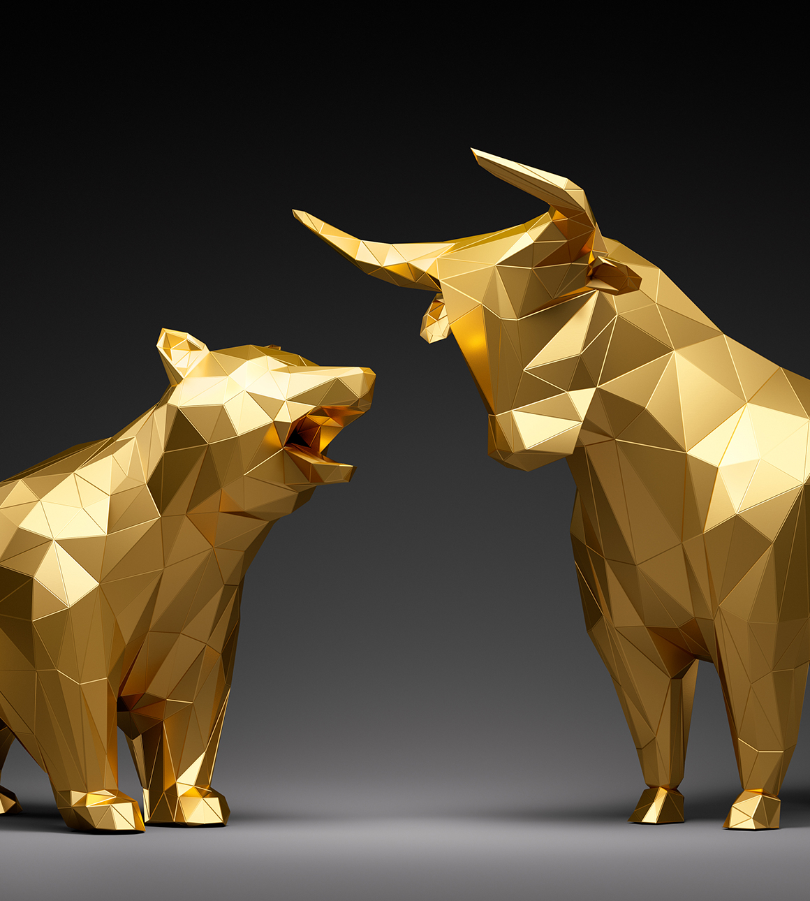 Golden bear and bull figures