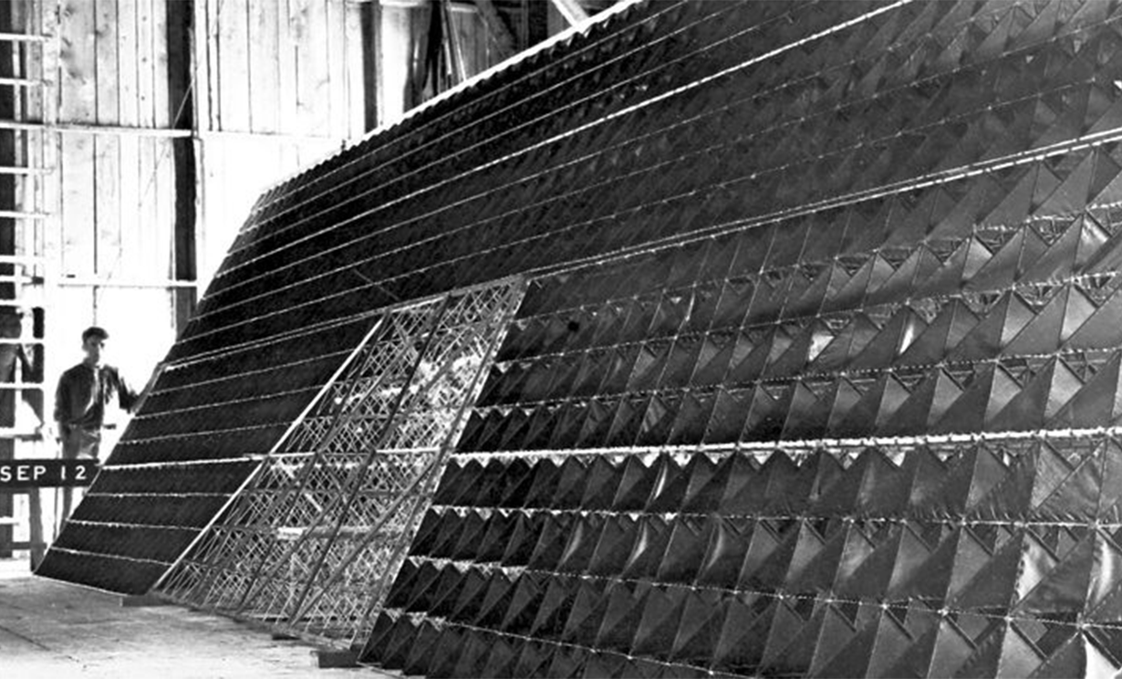 image The Cygnet: a large, non-motorized kite made up of many tetrahedral cells