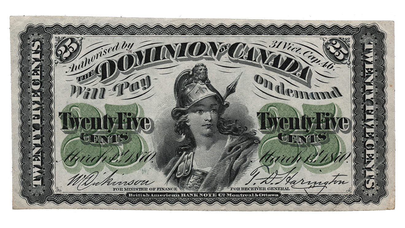 image Note, Dominion of Canada, 25 cents, 1870, Canada. © Bank of Canada Museum, NCC 1964.88.884
