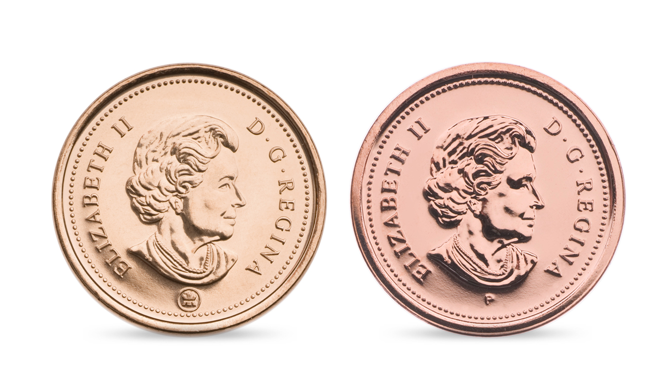 Variation of 1-cent circulation coins with Mint mark and with "P" Variation of 1-cent circulation coins with Mint mark and with "P"