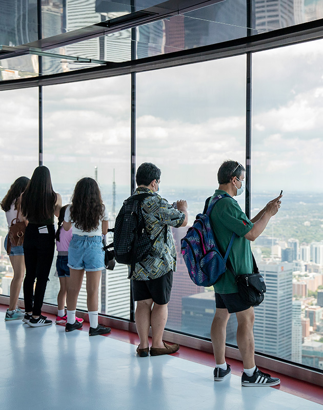 CN Tower interior floor to ceiling windows