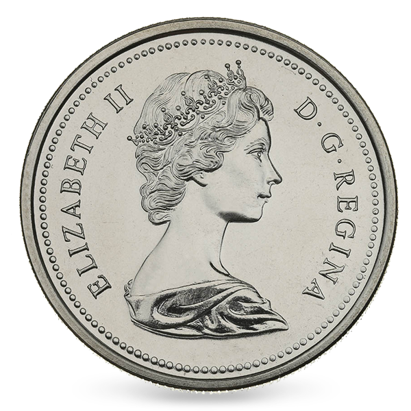 Elizabeth II (1965-1989) This updated effigy of Her Majesty Queen Elizabeth II appeared with the inscription ELIZABETH II D G REGINA, a shortened form of the original.