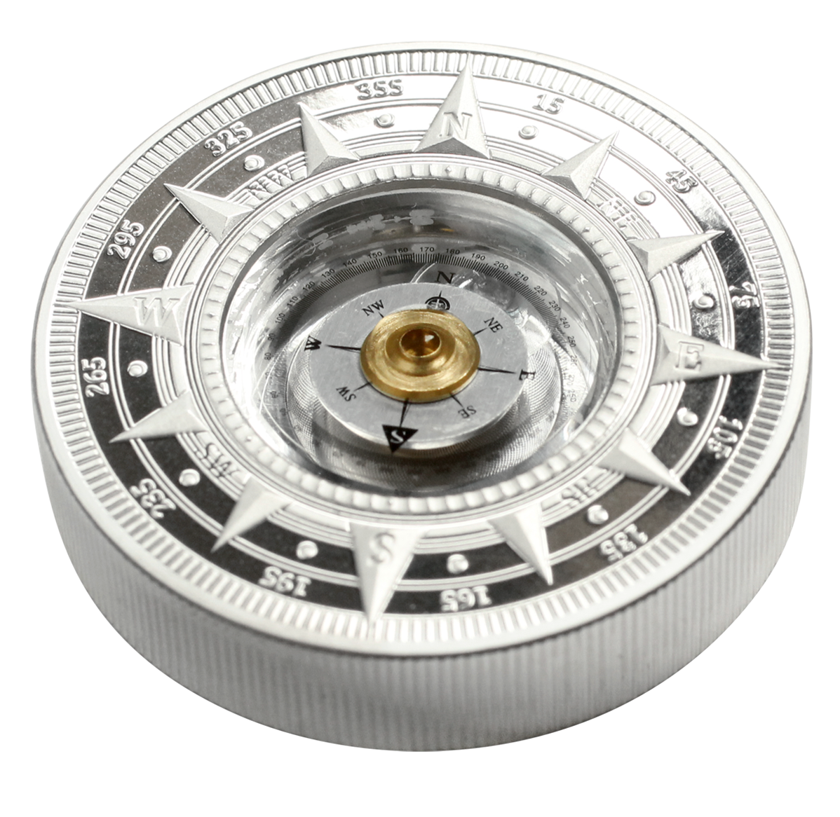 Pièce-boussole de 2,5 oz en argent pur – Les grands espaces