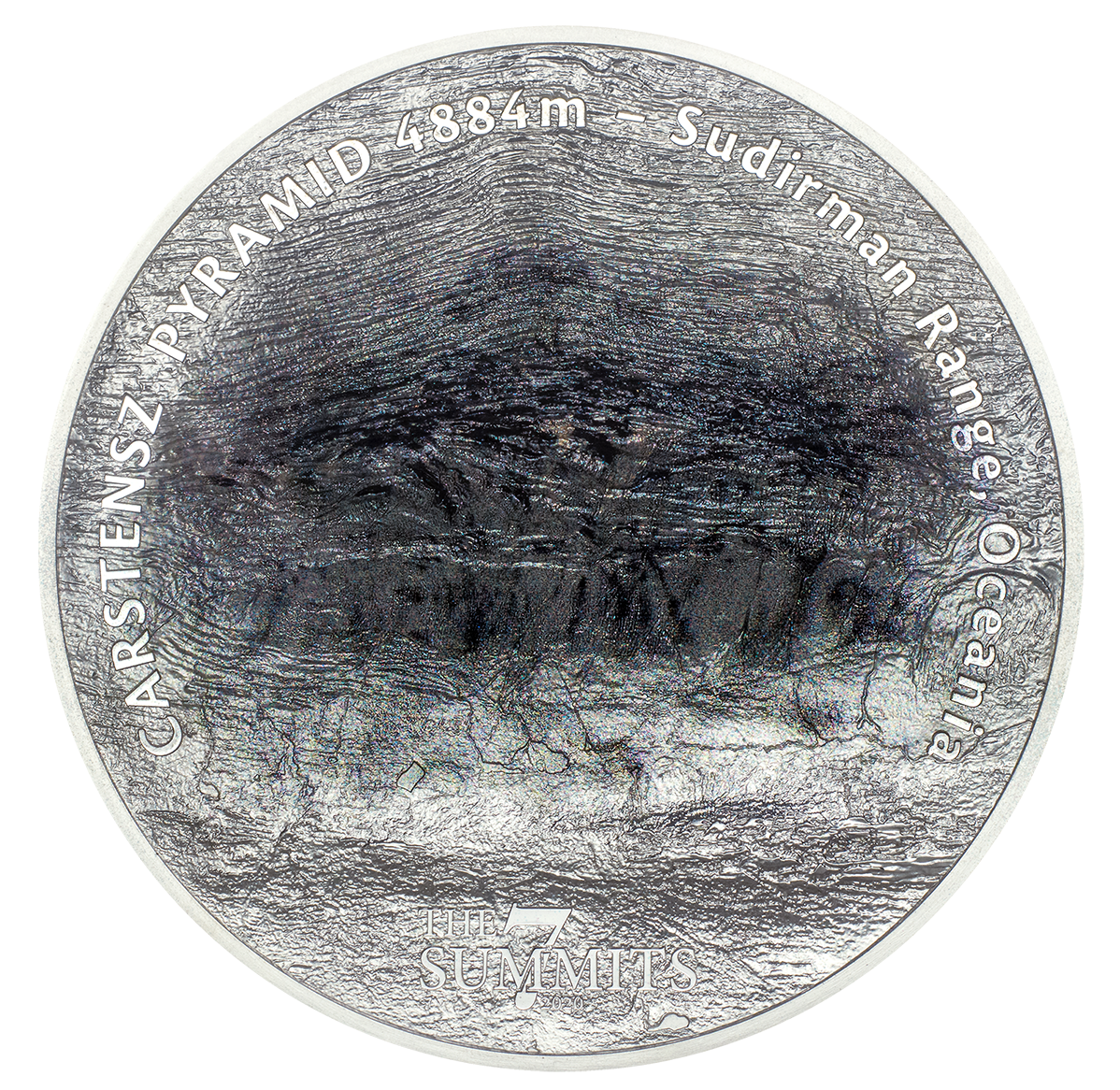 Pièce de 5 oz en argent pur – Les sept sommets : Pyramide Carstensz – Tirage : 777 (2020)