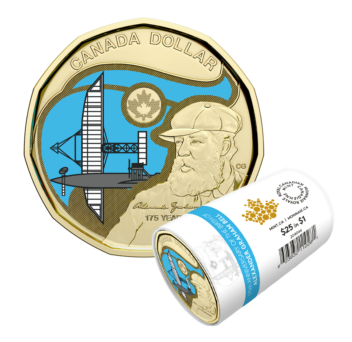 image 2022 $1 175th Anniversary of the Birth of Alexander Graham Bell Colourized Special Wrap Roll