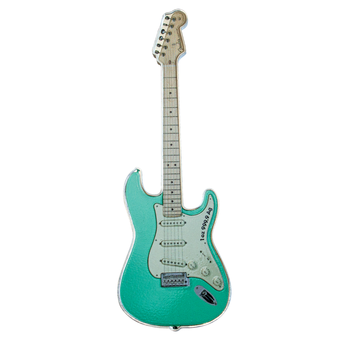 Pièce de 2 $ en argent fin - Pièce en forme de guitare Stratocaster<sup>MD</sup> de Fender<sup>MD</sup> - finition Surf Green