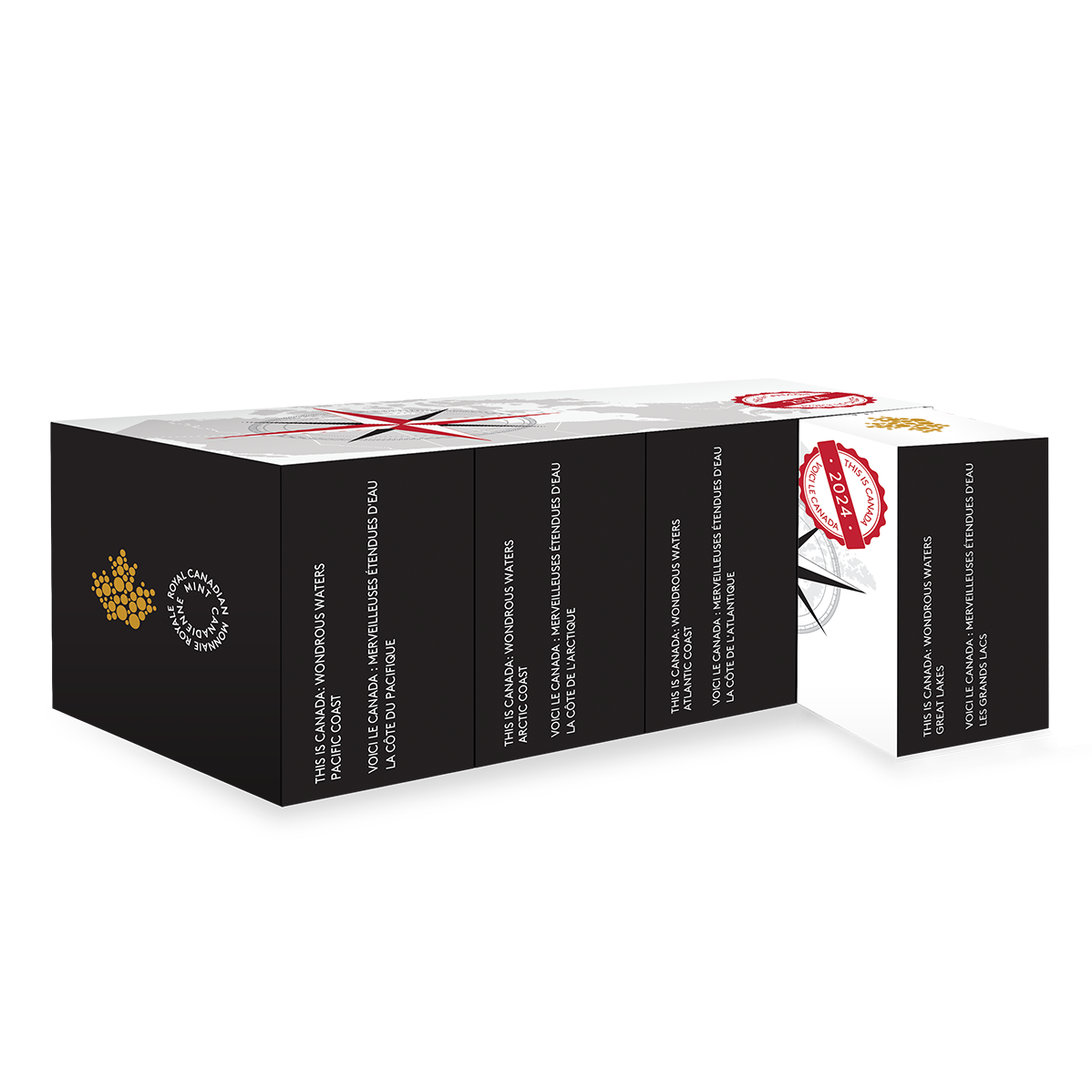 Voici le Canada : Merveilleuses étendues d’eau -Abonnement de quatre pièces en argent fin