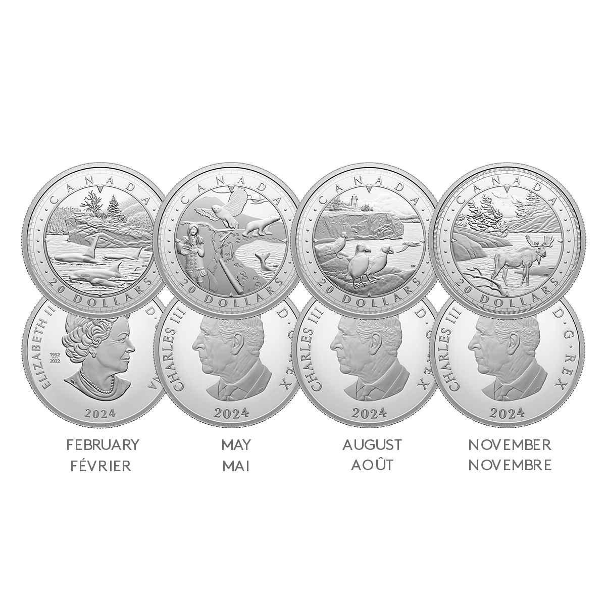 Voici le Canada : Merveilleuses étendues d’eau -Abonnement de quatre pièces en argent fin