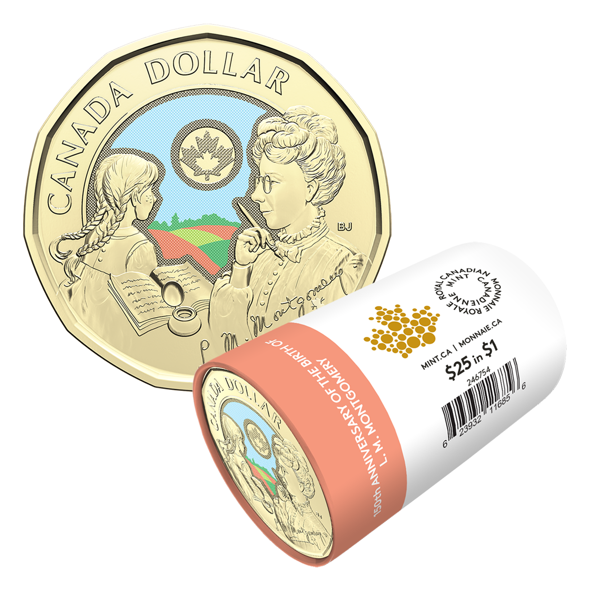image Rouleau spécial de pièces de 1 $ 2024 – 150e anniversaire de naissance de L. M. Montgomery (version colorée)