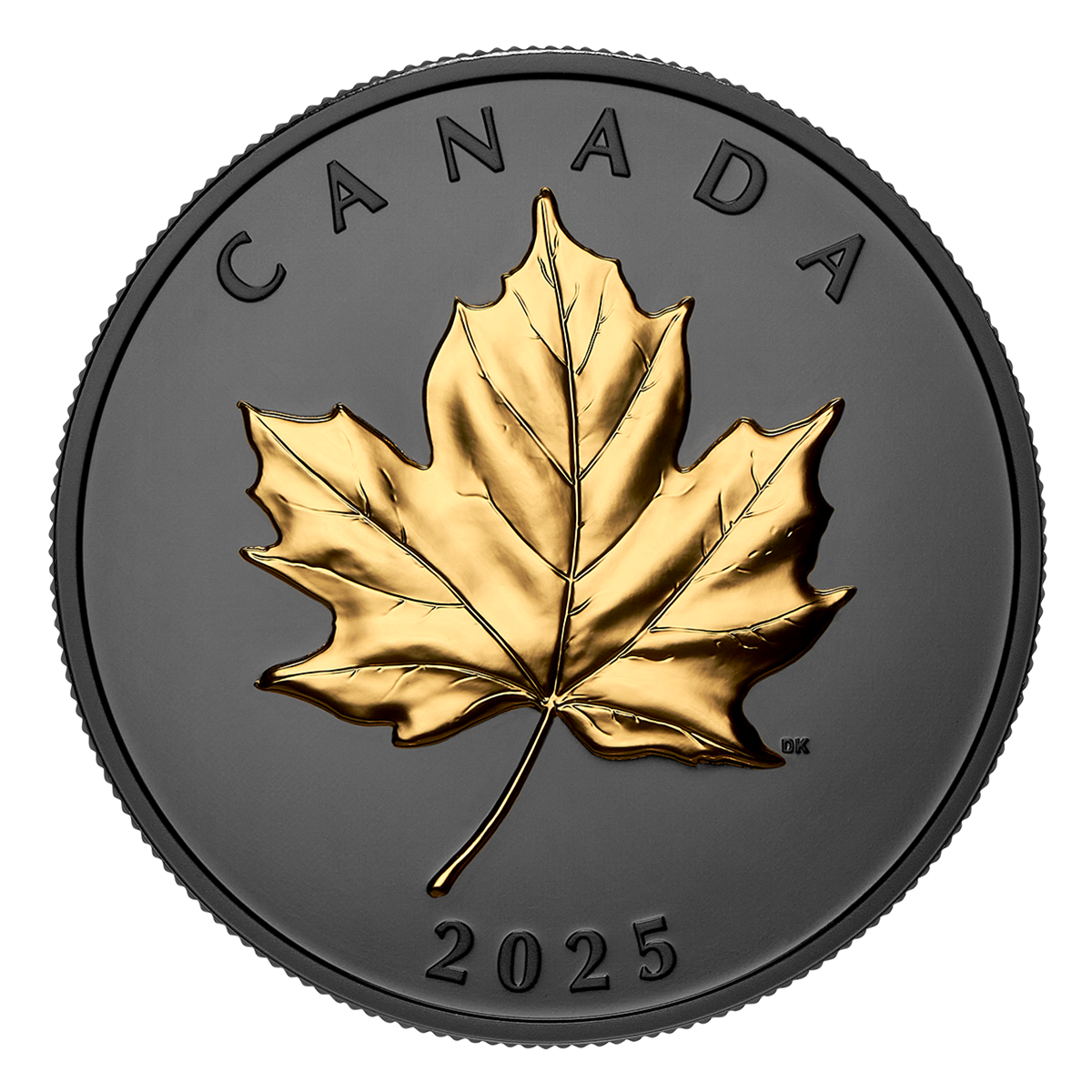 Élégante feuille d’érable dorée – Pièce de 1 oz en argent fin