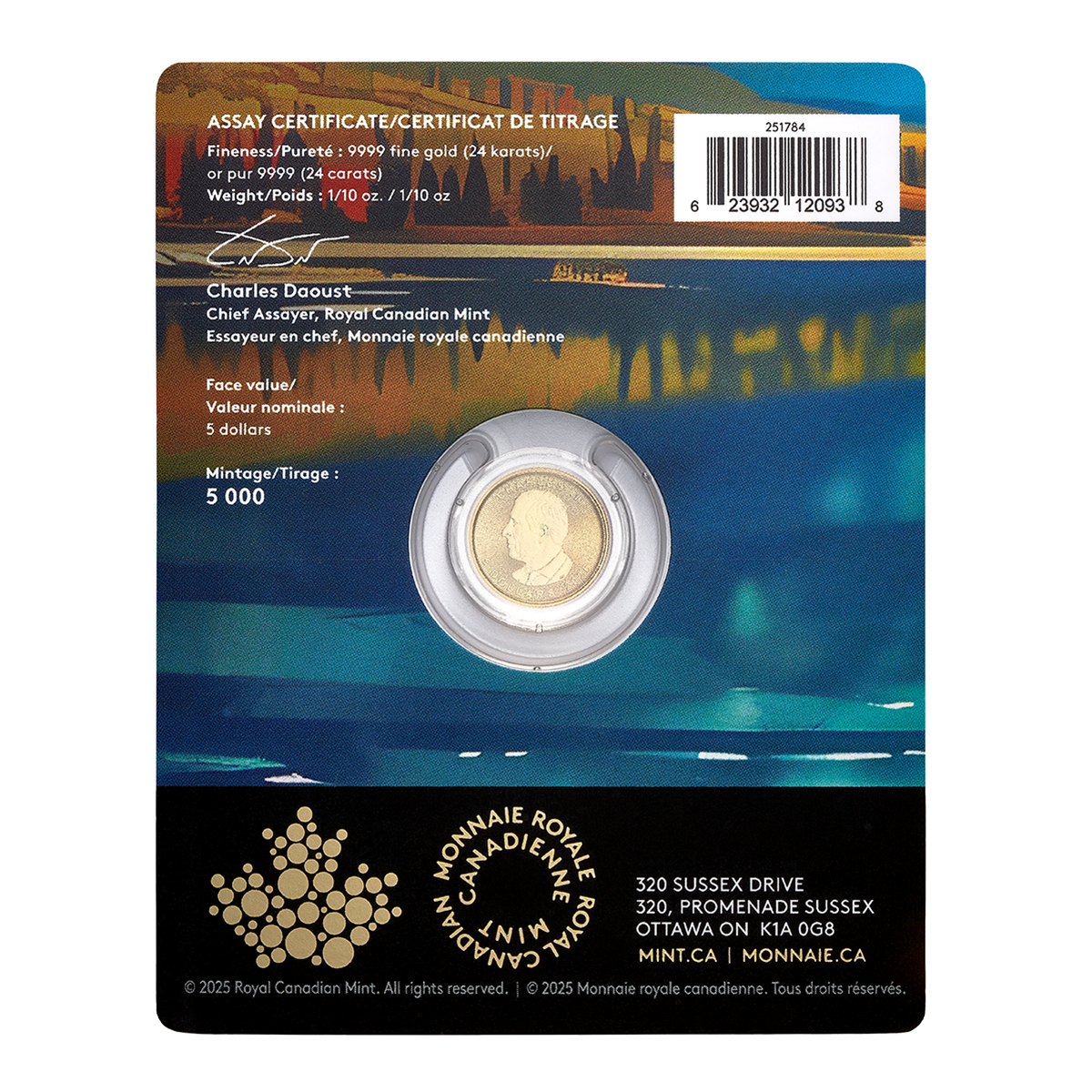 Précieuse Feuille d’érable en or : Marque privée Loup - Pièce de 1/10 oz en or pur à 99,99 % 2026 (pièce d’investissement haut de gamme)