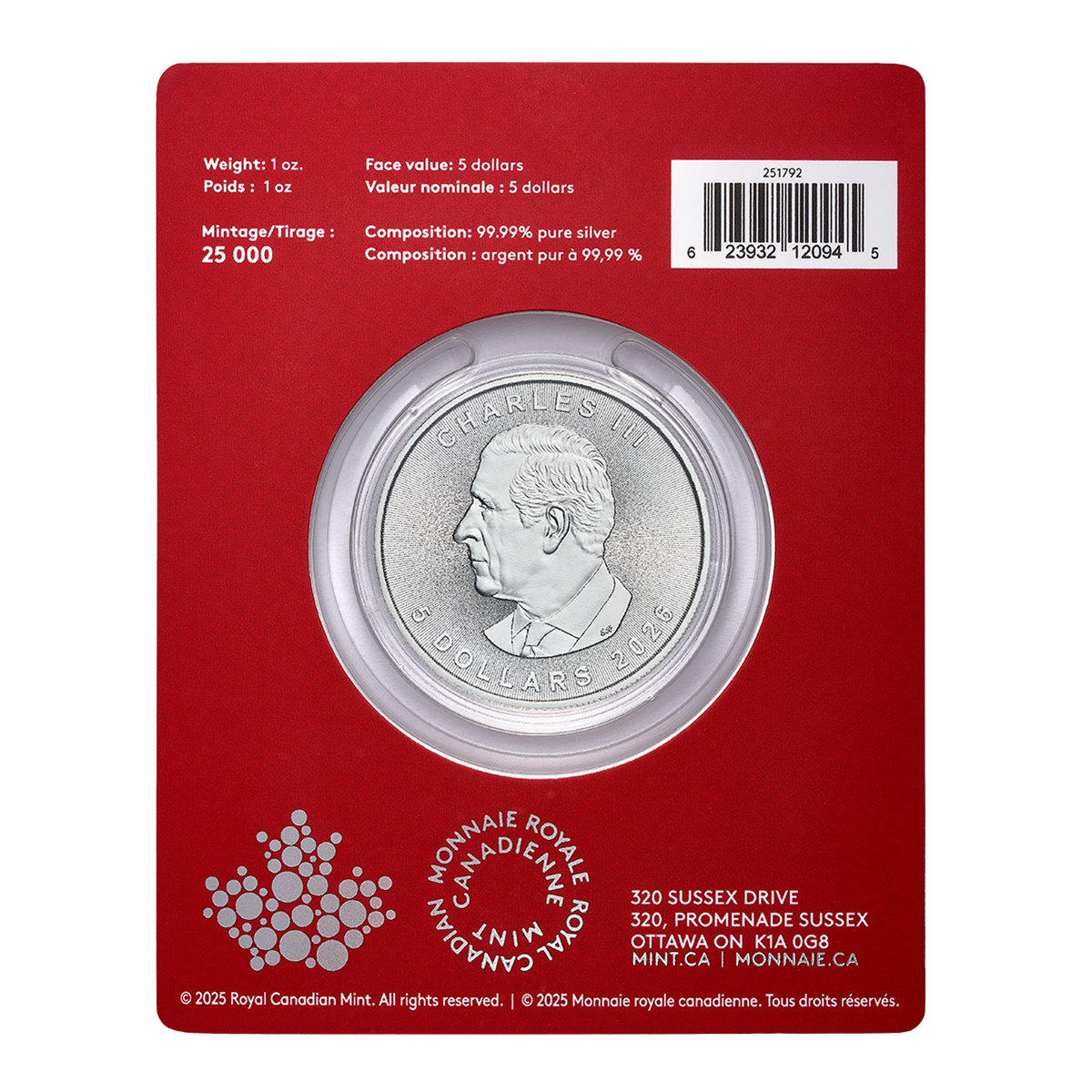 Précieuse Feuille d’érable en argent : Marque privée Année du Cheval - Pièce de 1 oz en argent pur à 99,99 % 2026 (pièce d’investissement haut de gamme)