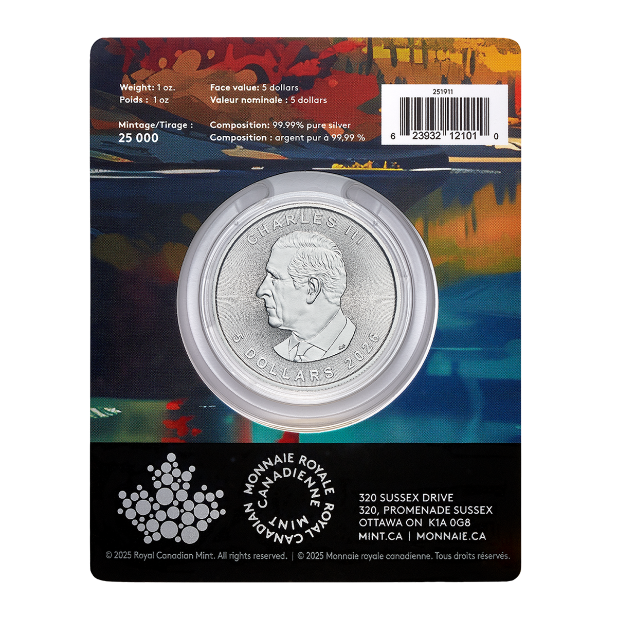 Précieuse Feuille d’érable en argent : Marque privée Loup - Pièce de 1 oz en argent pur à 99,99 % 2026 (pièce d’investissement haut de gamme)