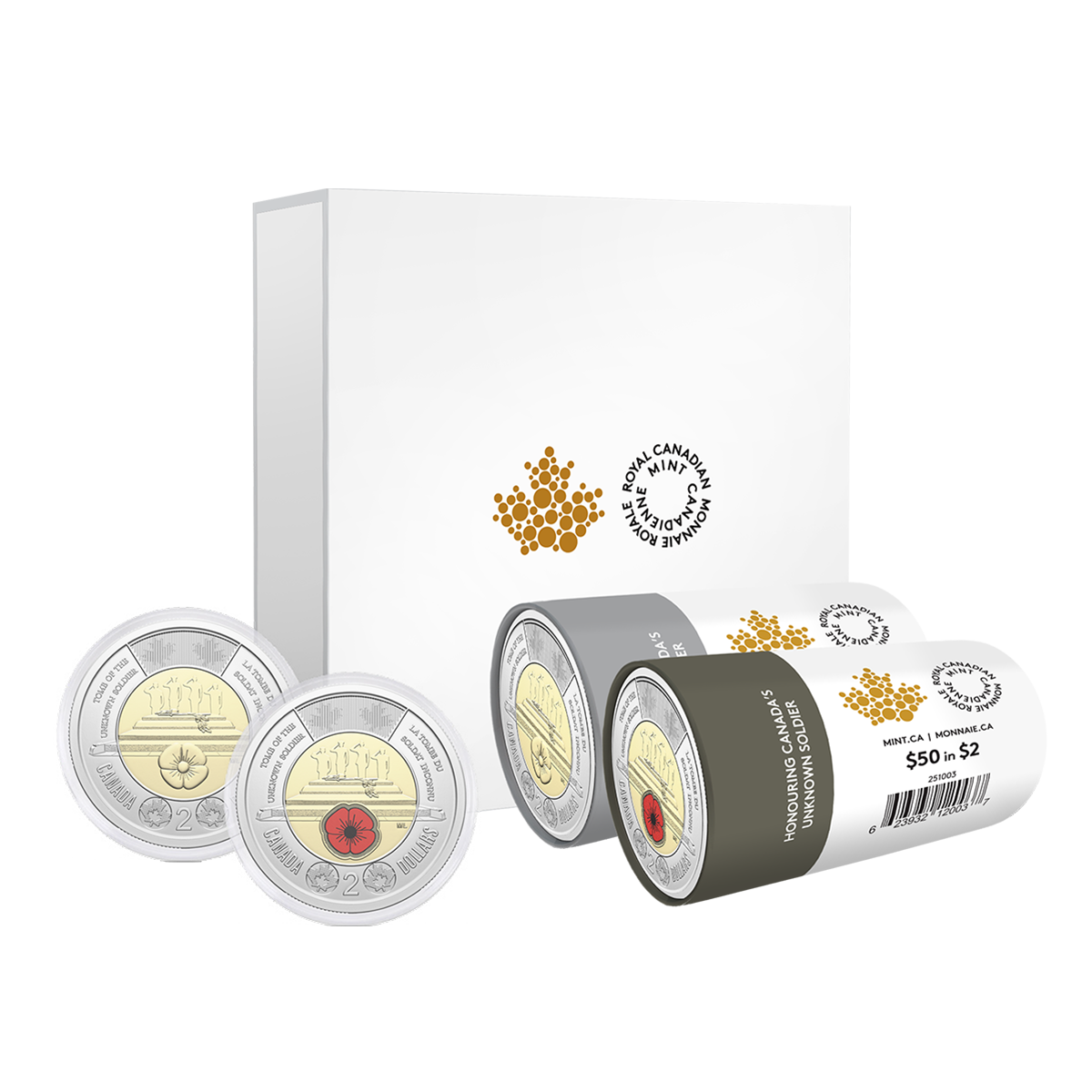 2025 $2 Honouring Canada’s Unknown Soldier Special Wrap Roll Box Set