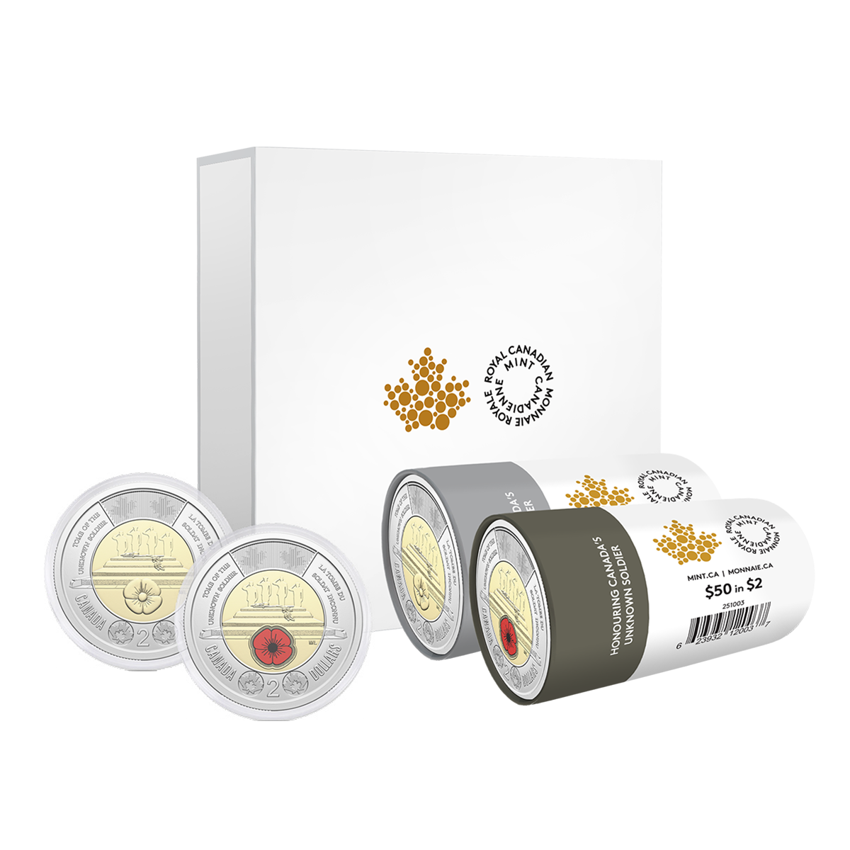 2025 $2 Honouring Canada’s Unknown Soldier Special Wrap Roll Box Set