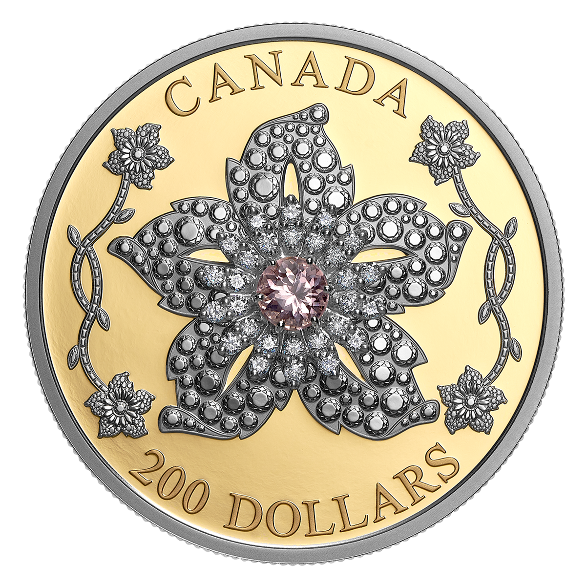 Crown Jewels Series: Williamson Diamond Brooch – Pure Gold Coin with Pink Tourmaline and Diamonds