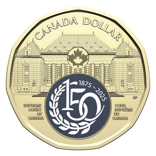 Pièce de circulation commémorative de 1 $ – 150ᵉ anniversaire de la Cour suprême du Canada