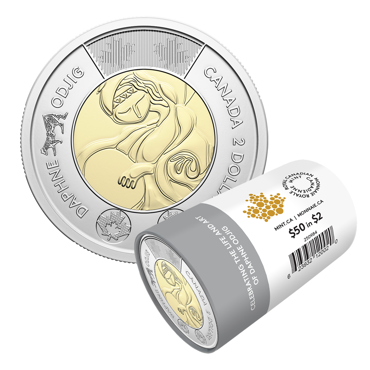 Rouleau spécial de pièces de 2 $ 2025 – Célébrons la vie et l’œuvre de Daphne Odjig (version non colorée)