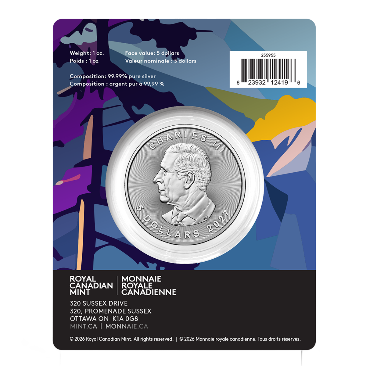 2027 Treasured Silver Maple Leaf: Four-Leaf Clover Privy Mark - 1 oz. 99.99% Pure Silver Coin (Premium Bullion)