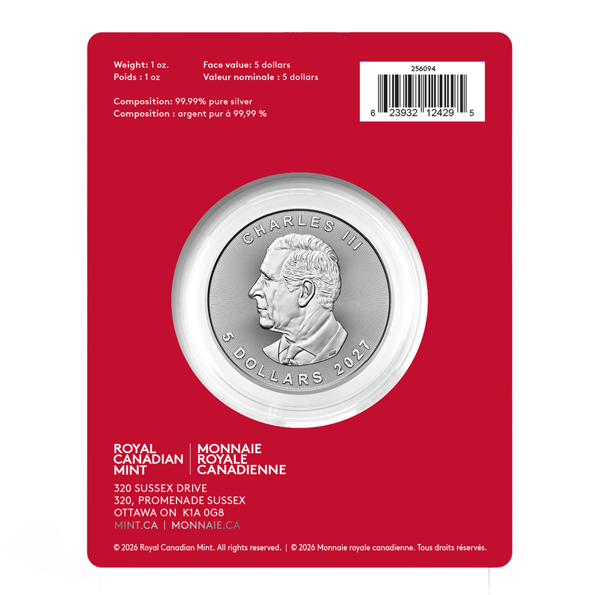 2027 Treasured Silver Maple Leaf: Year of the Goat Privy Mark - 1 oz. 99.99% Pure Silver Coin (Premium Bullion)