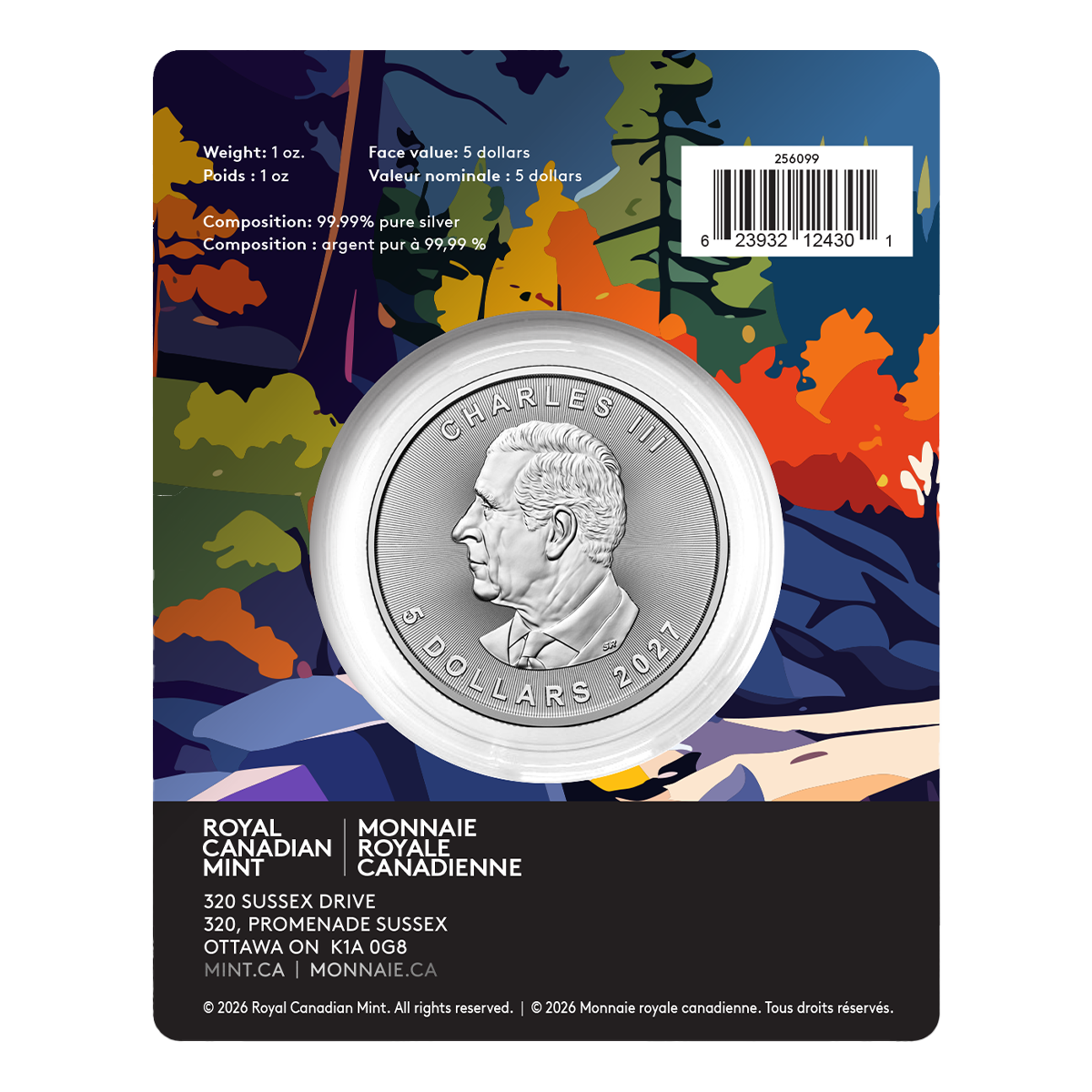 2027 Treasured Silver Maple Leaf: Loon Privy Mark - 1 oz. 99.99% Pure Silver Coin (Premium Bullion)