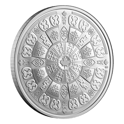 Angled reverse of silver coin