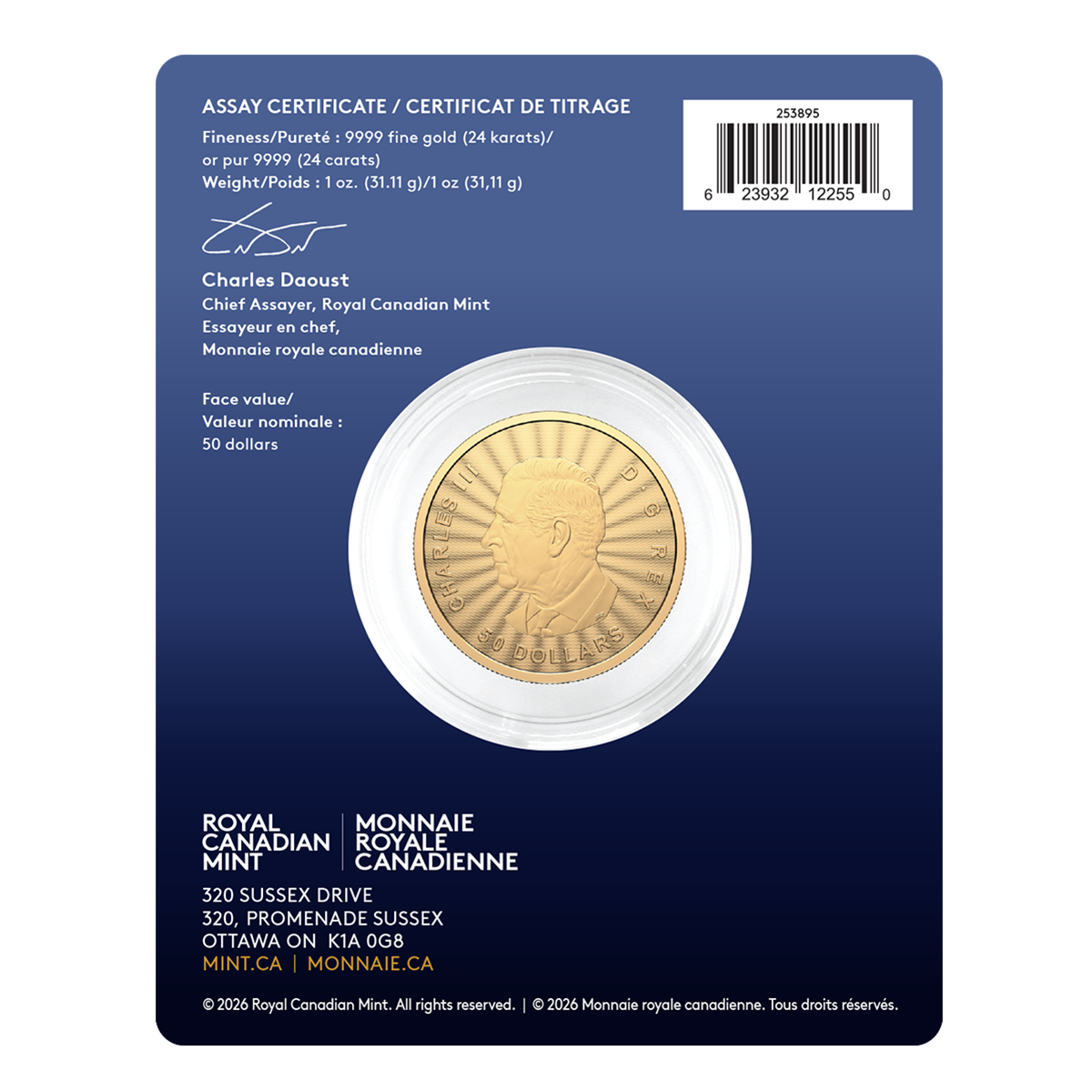 Le majestueux loup 2026 – Pièce de 1 oz en or pur à 99,99 % (pièce d’investissement haut de gamme)