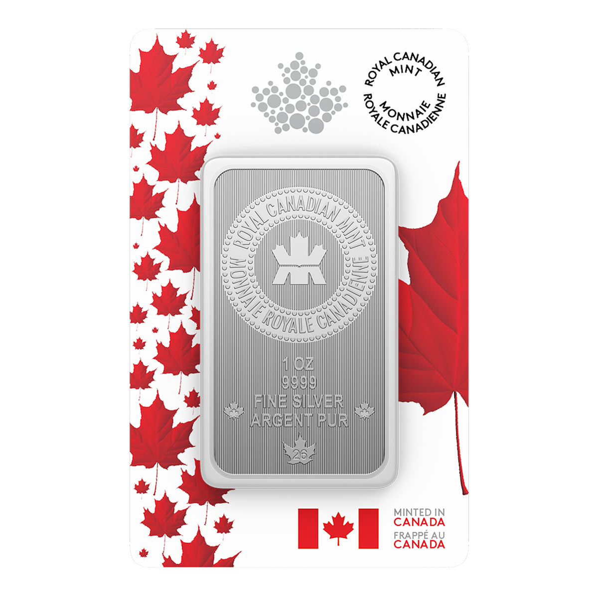 Pure Silver Bar in Proudly Canadian packaging – 1 oz. 99.99% Pure Silver 2026 (Premium Bullion)