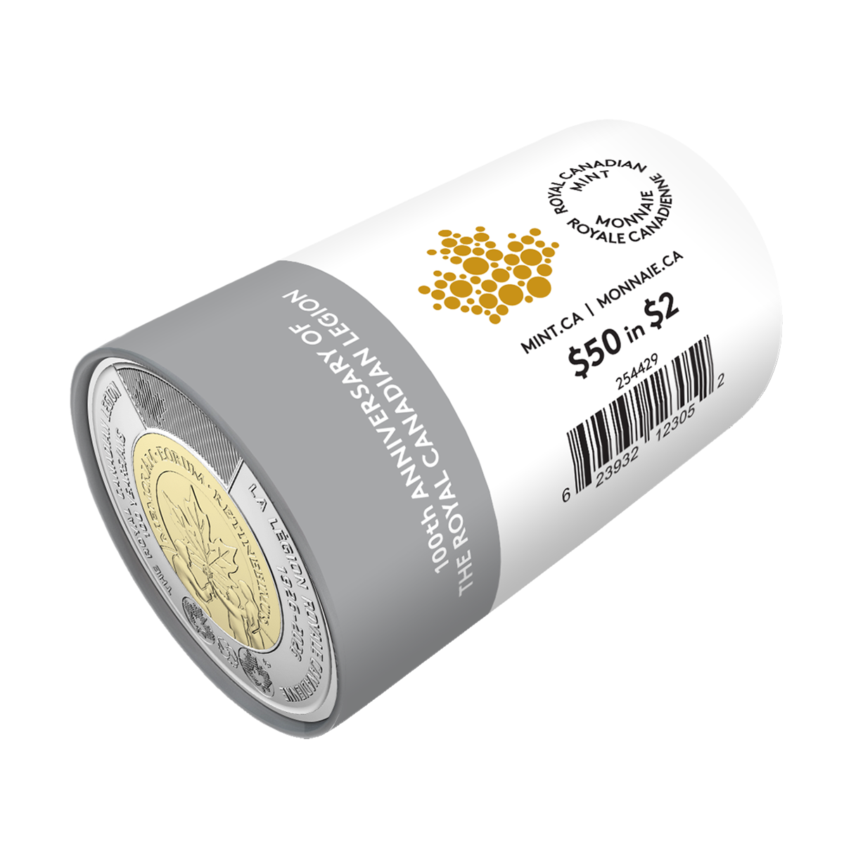 2026 $2 100th Anniversary of The Royal Canadian Legion Non-colourized Special Wrap Roll