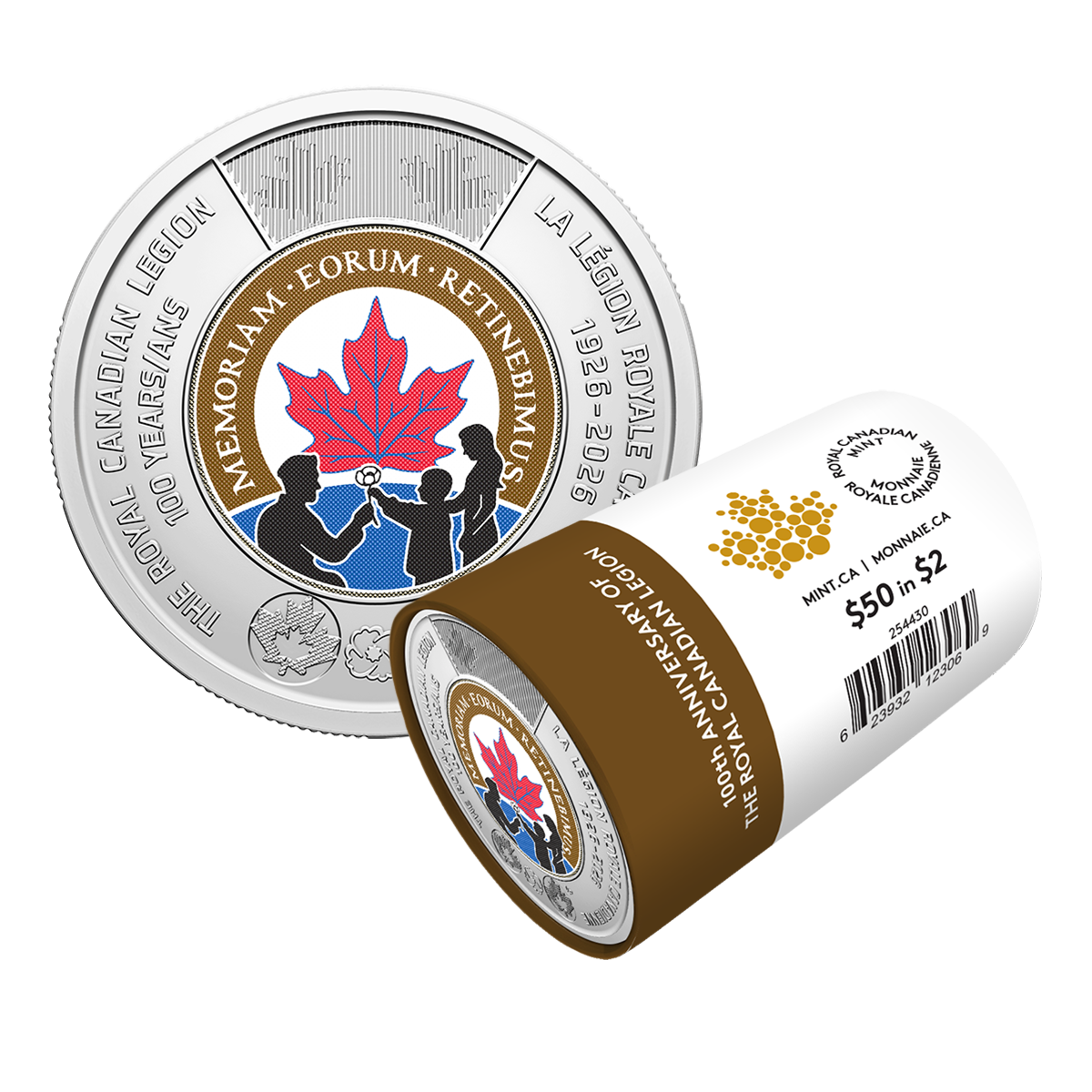 2026 $2 100th Anniversary of The Royal Canadian Legion Colourized Special Wrap Roll