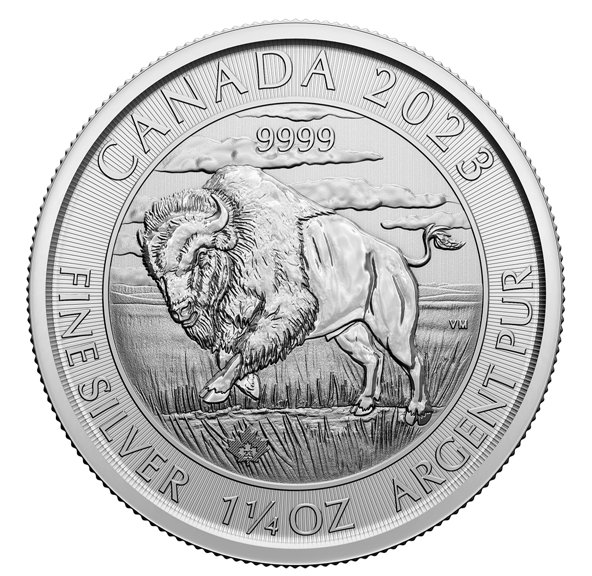 2023 Bison - Pièce de 1 1/4 oz en argent pur à 99,99 % (pièce d'investissement)