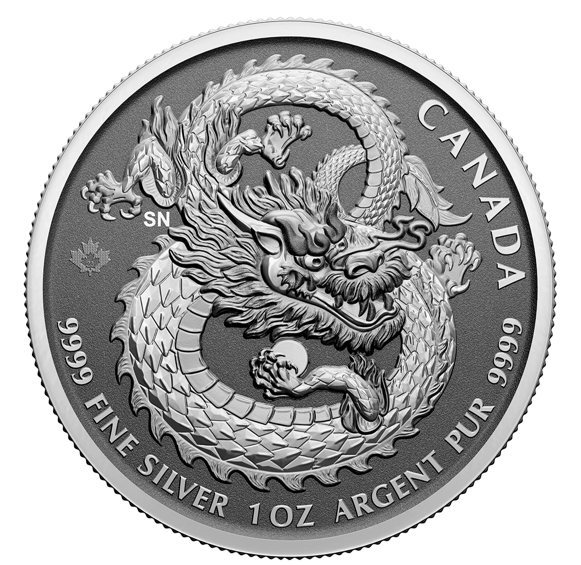  2023 Dragon - Pièce de 1 oz en argent pur à 99,99 % (haut relief - pièce d'investissement)