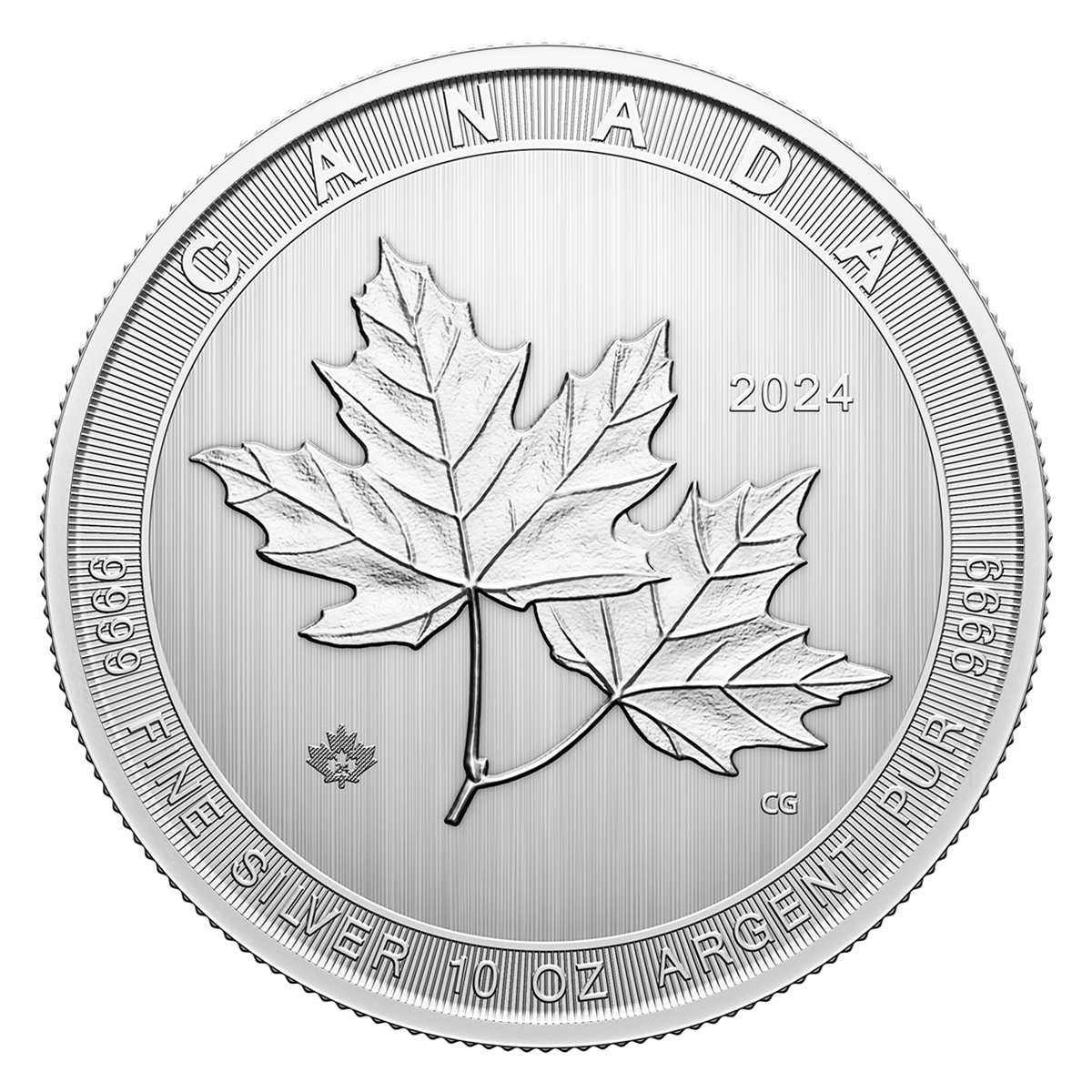 Magnifiques feuilles d’érable - Pièce de 10 oz en argent pur à 99,99 % (pièce d'investissement)