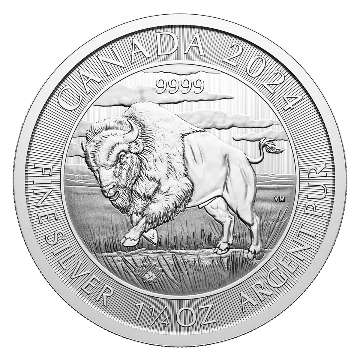 Pièce de 1,25 oz en argent pur à 99,99 % 2024 -  Bison (pièce d'investissement)