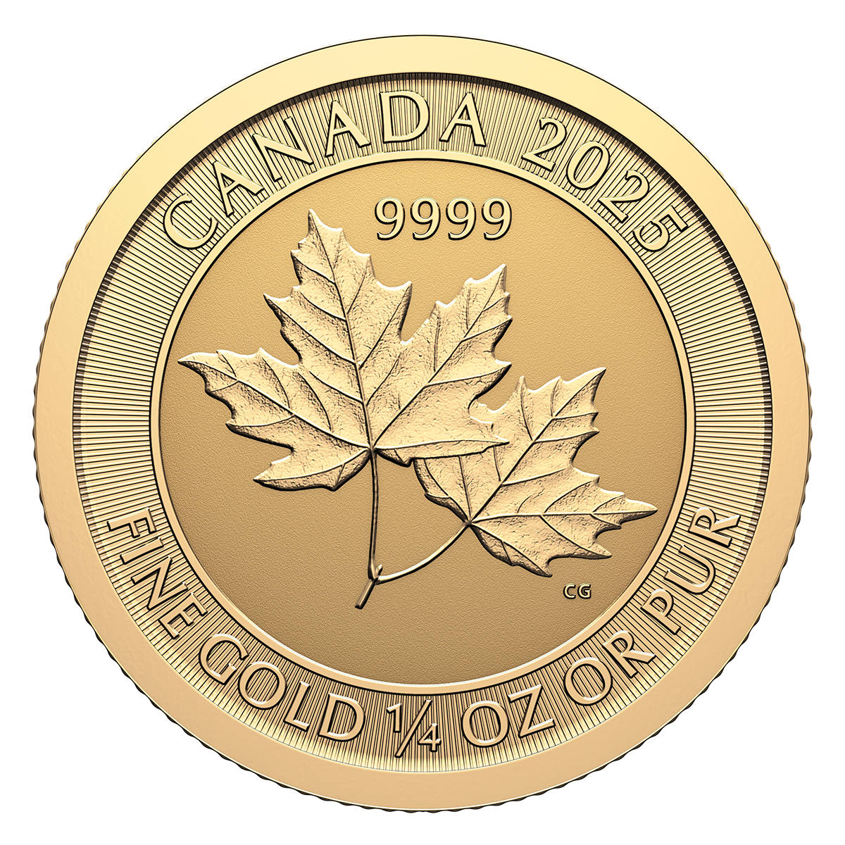 Twin Maples - 2025 1/4-oz. 99.99% Pure Gold Coin (Bullion)