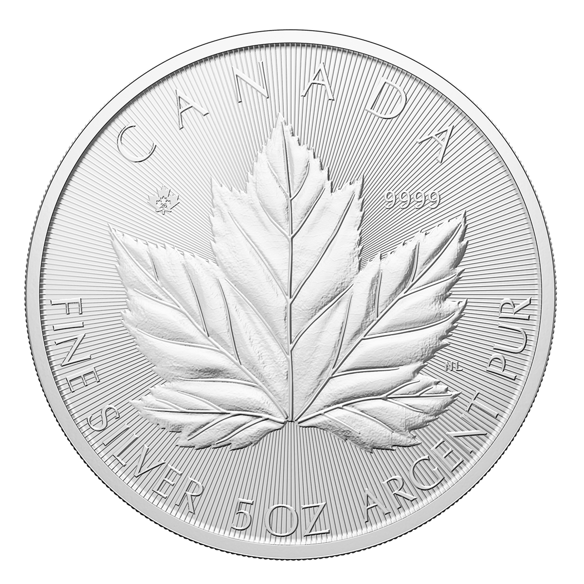 Grandiose Feuille d’érable - Pièce de 5 oz en argent pur à 99,99 % 2026 (pièce d'investissement)